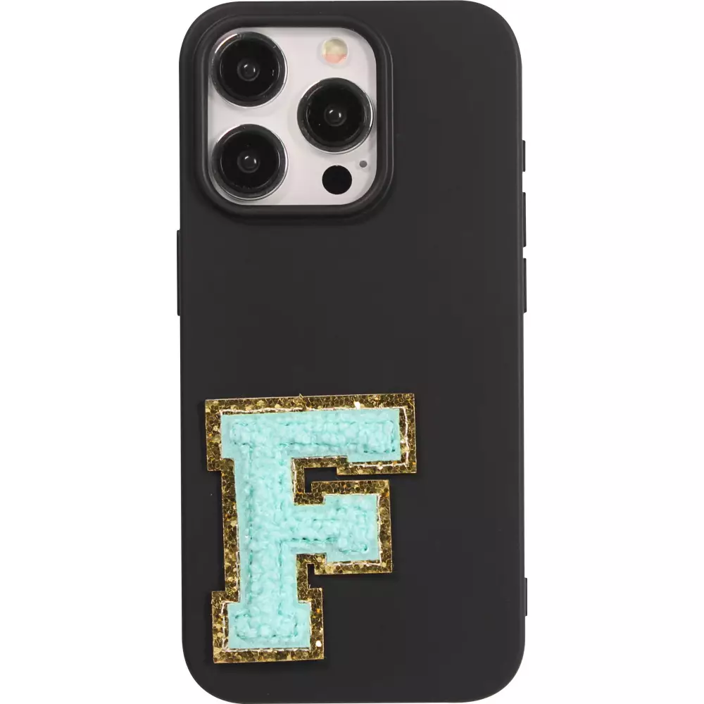 Autocollant sticker pour téléphone/tablette/ordinateur brodé en 3D turquoise - Lettre F