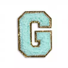Autocollant sticker pour téléphone/tablette/ordinateur brodé en 3D turquoise - Lettre G