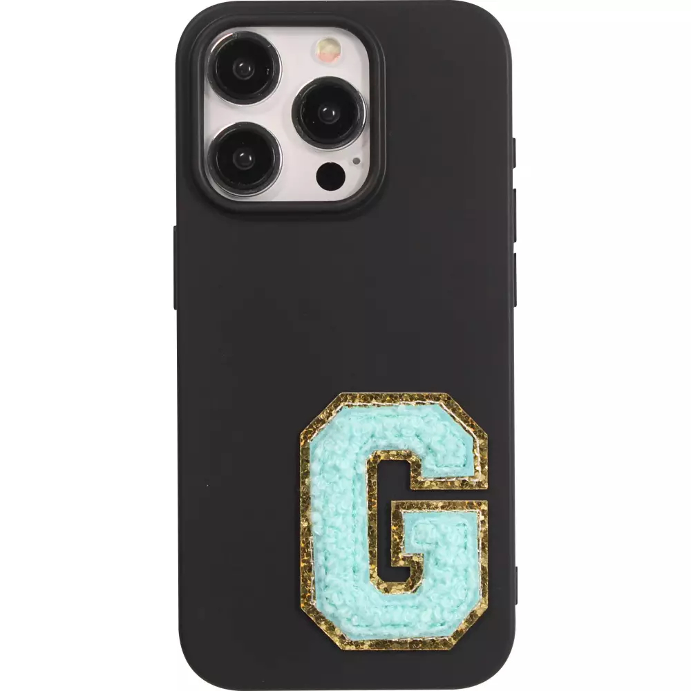 Autocollant sticker pour téléphone/tablette/ordinateur brodé en 3D turquoise - Lettre G