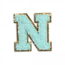 Autocollant sticker pour téléphone/tablette/ordinateur brodé en 3D turquoise - Lettre N