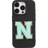 Autocollant sticker pour téléphone/tablette/ordinateur brodé en 3D turquoise - Lettre N