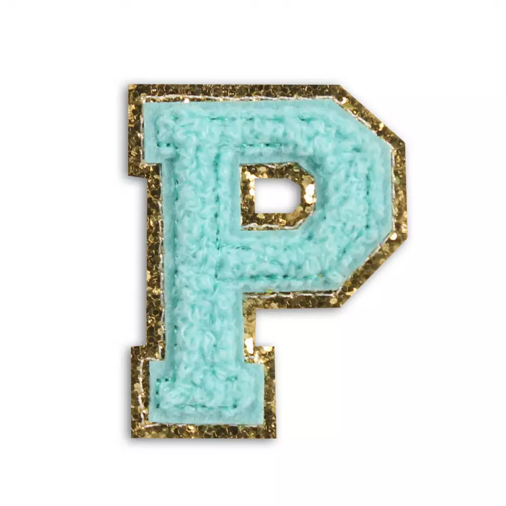 Autocollant sticker pour téléphone/tablette/ordinateur brodé en 3D turquoise - Lettre P