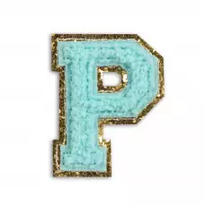 Autocollant sticker pour téléphone/tablette/ordinateur brodé en 3D turquoise - Lettre P