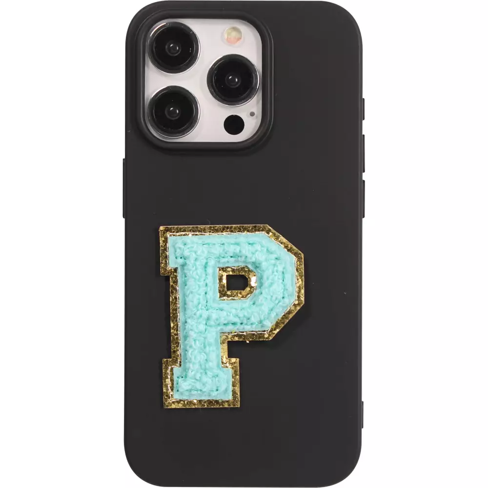 Autocollant sticker pour téléphone/tablette/ordinateur brodé en 3D turquoise - Lettre P