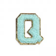 Autocollant sticker pour téléphone/tablette/ordinateur brodé en 3D turquoise - Lettre Q