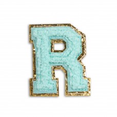 Autocollant sticker pour téléphone/tablette/ordinateur brodé en 3D turquoise - Lettre R