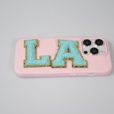 Autocollant sticker pour téléphone/tablette/ordinateur brodé en 3D turquoise - Lettre R