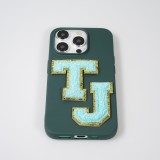 Autocollant sticker pour téléphone/tablette/ordinateur brodé en 3D turquoise - Lettre R
