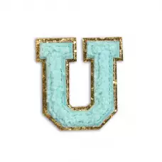 Autocollant sticker pour téléphone/tablette/ordinateur brodé en 3D turquoise - Lettre U
