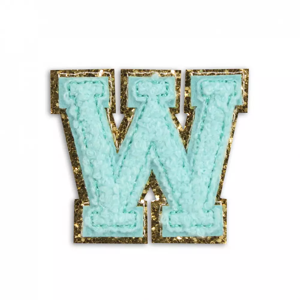 Autocollant sticker pour téléphone/tablette/ordinateur brodé en 3D turquoise - Lettre W