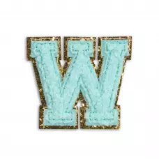 Autocollant sticker pour téléphone/tablette/ordinateur brodé en 3D turquoise - Lettre W