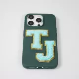 Autocollant sticker pour téléphone/tablette/ordinateur brodé en 3D turquoise - Lettre W
