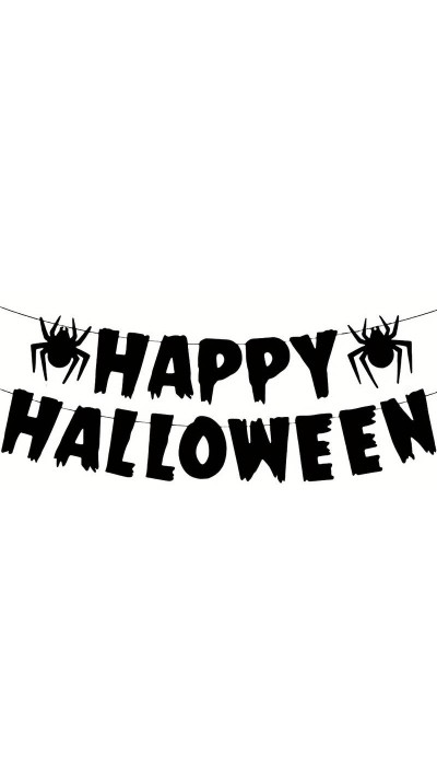 Kartonbanner Happy Halloween - Schwarz