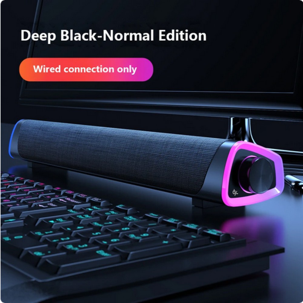 Barre de son Bluetooth V8 stylée et minimaliste avec éclairage d ambiance LED + USB + AUX - Gris