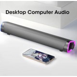 Barre de son Bluetooth V8 stylée et minimaliste avec éclairage d ambiance LED + USB + AUX - Gris