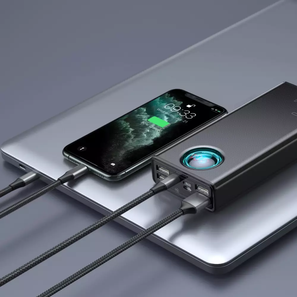 Batterie Externe Baseus Amblight 65W 30000mAh Charge Rapide Power Bank - Noir