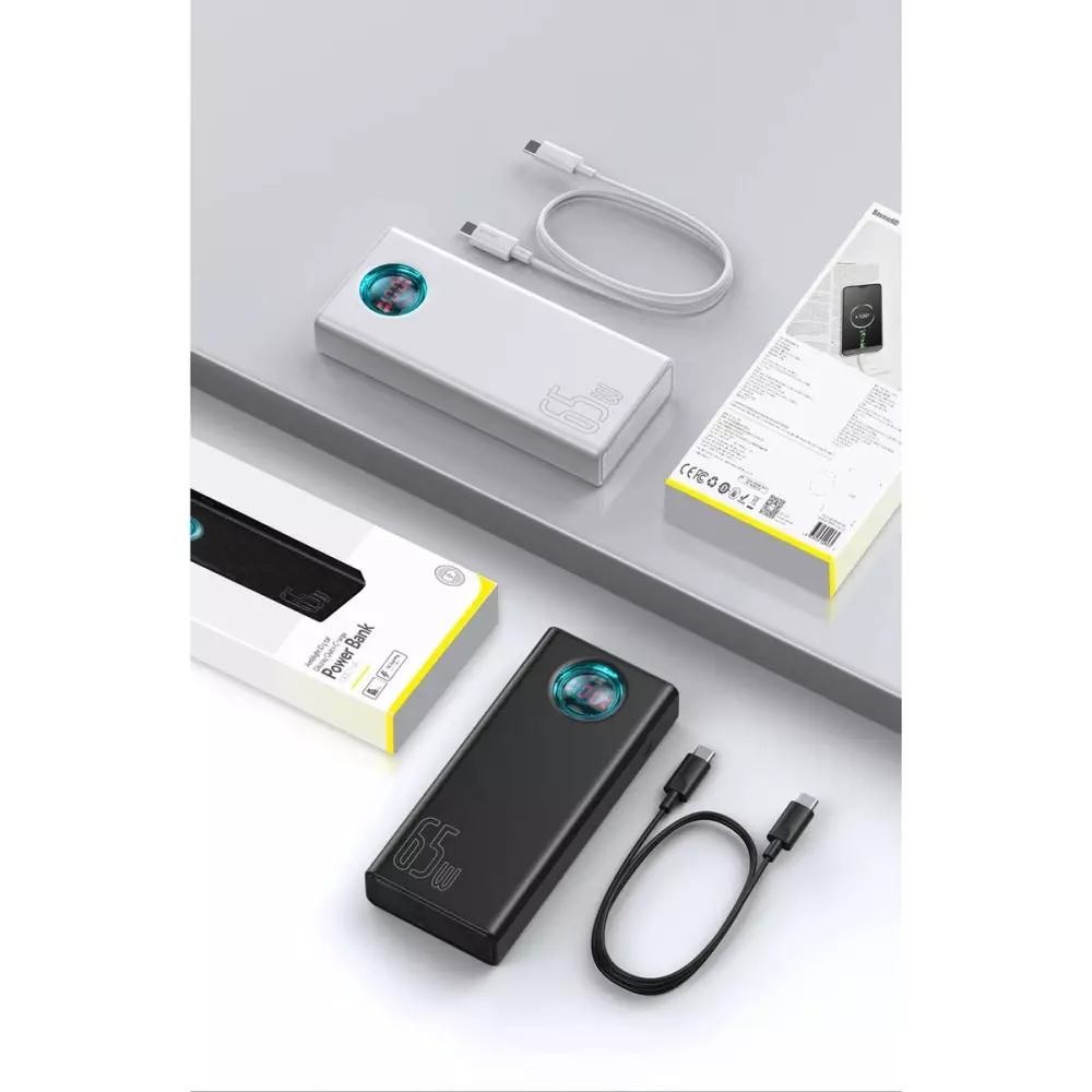 Batterie Externe Baseus Amblight 65W 30000mAh Charge Rapide Power Bank - Noir