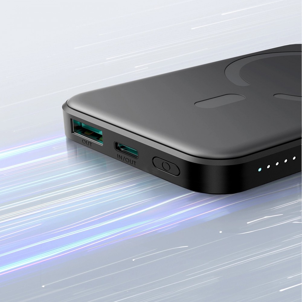 Powerbank Joyroom JR-W020 Mini 5000mAh USB-A / USB-C Induktiv 20W mit USB-C Kabel - Schwarz