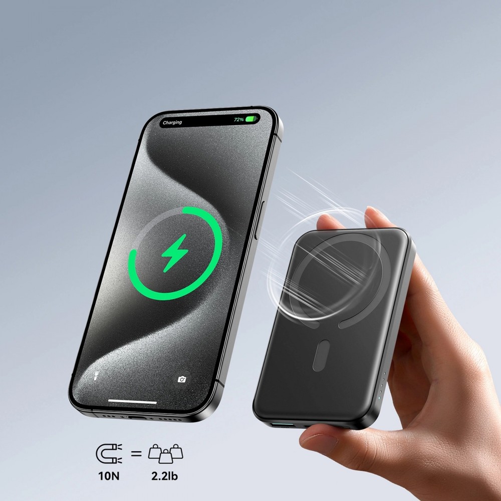 Powerbank Joyroom JR-W020 Mini 5000mAh USB-A / USB-C Induktiv 20W mit USB-C Kabel - Schwarz