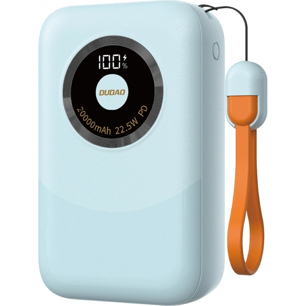 Batterie Externe portable Power Bank Dudao K21Pro Mini 20000mAh 22.5W fashion avec lanière Fast Charge - Bleu