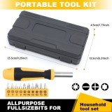 Bo&icirc;te &agrave; outils 25 pi&egrave;ces pratique portable compacte avec les outils essentiels - Jaune