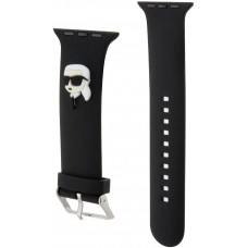 Karl Lagerfeld Armband aus schwarzem Soft-Touch-Silikon mit geprägtem Karl-Kopf - Schwarz - Apple Watch 44/45/46/49 mm / 49 mm