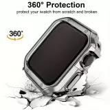 Bracelet en métal raffiné avec coque de protection en silicone TPU intégrée pour Apple Watch 49mm - Noir