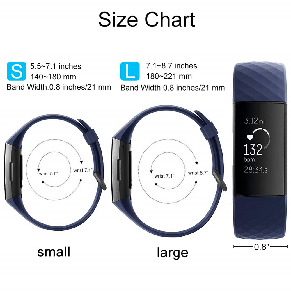 Bracelet sportif en silicone - Taille L - Océan - Fitbit Charge 3 / 4