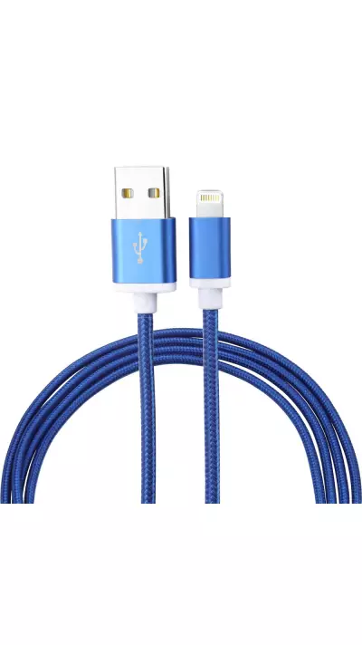 Câble iPhone (1 m) Lightning vers USB-A - Nylon metal - Bleu