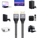 Wozinsky HDMI 2.1 Kabel 8K 60 Hz 48 Gbps / 4K 120 Hz / 2K 144 Hz (1 m) - Silber