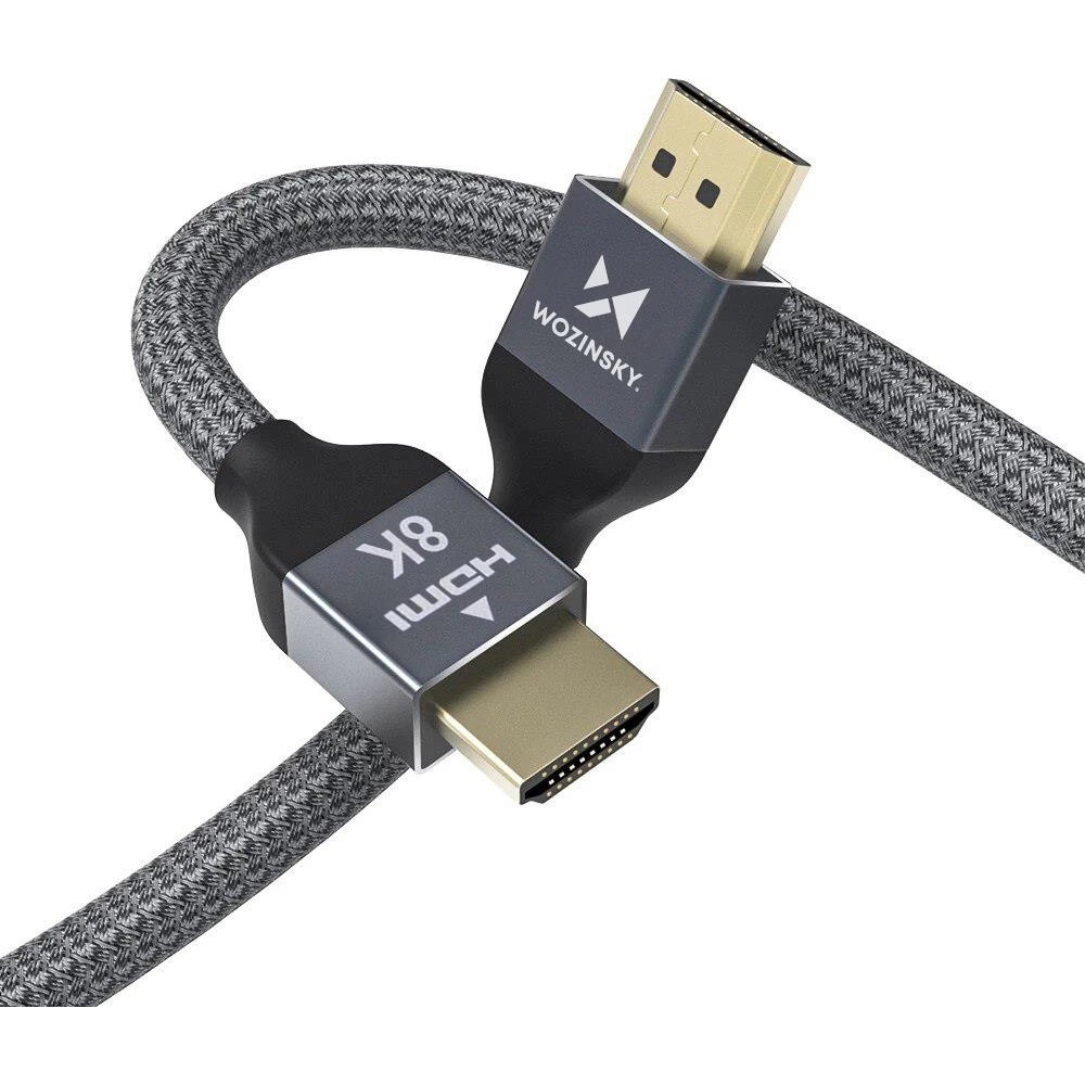 Wozinsky HDMI 2.1 Kabel 8K 60 Hz 48 Gbps / 4K 120 Hz / 2K 144 Hz (1 m) - Silber