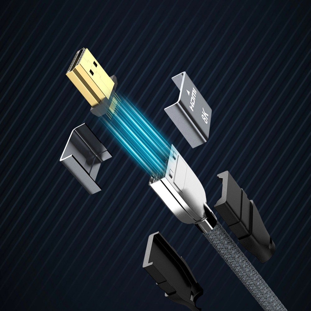 Wozinsky HDMI 2.1 Kabel 8K 60 Hz 48 Gbps / 4K 120 Hz / 2K 144 Hz (1 m) - Silber