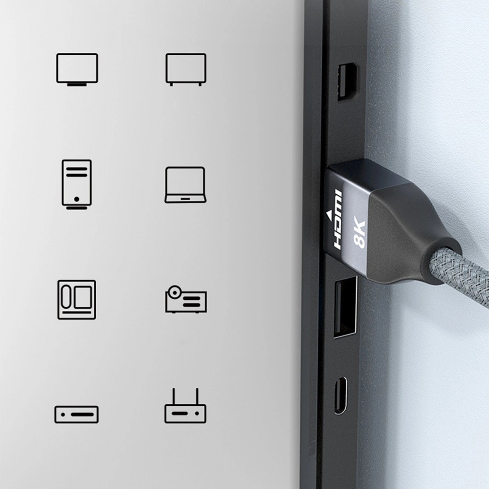 HDMI 2.1 Kabel 8K 60 Hz 48 Gbps / 4K 120 Hz / 2K 144 Hz (3 m) Wozinsky - Silber