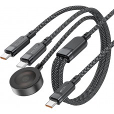 Acefast C6-11 3-in-1 USB-C Kabel 100W (2x USB-C / 1x Apple Watch) 480Mb/s (1,2 m) - Schwarz