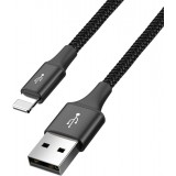 USB-Kabel 4 in 1 (1x Lightning, 2x USB-C, 1x Micro USB) geflochten Nylon 3.5A (1.2 m) - Schwarz