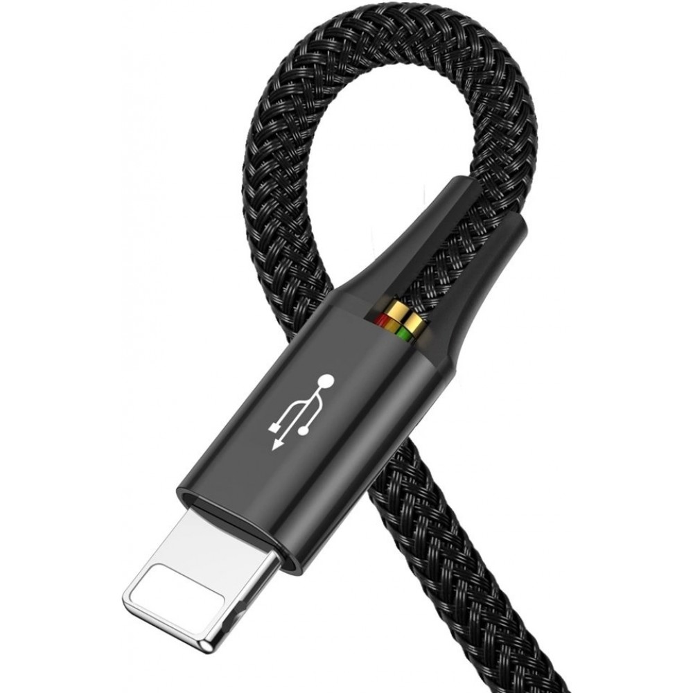 USB-Kabel 4 in 1 (1x Lightning, 2x USB-C, 1x Micro USB) geflochten Nylon 3.5A (1.2 m) - Schwarz