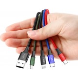 USB-Kabel 4 in 1 (1x Lightning, 2x USB-C, 1x Micro USB) geflochten Nylon 3.5A (1.2 m) - Schwarz