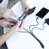 USB-Kabel 4 in 1 (1x Lightning, 2x USB-C, 1x Micro USB) geflochten Nylon 3.5A (1.2 m) - Schwarz