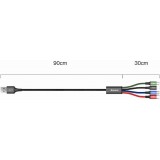 USB-Kabel 4 in 1 (1x Lightning, 2x USB-C, 1x Micro USB) geflochten Nylon 3.5A (1.2 m) - Schwarz