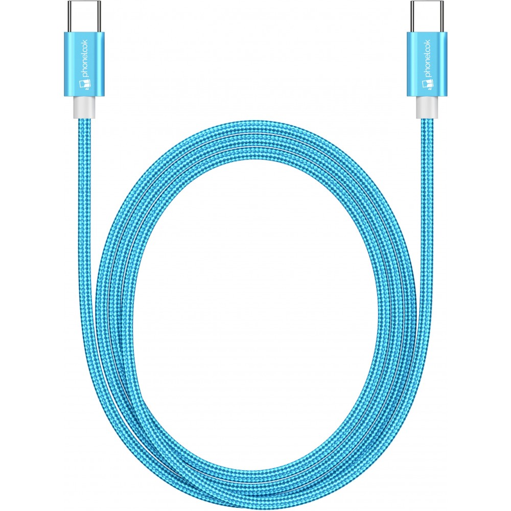 Ladekabel (1.5 m) USB-C auf USB-C - Nylon PhoneLook - Hellblau