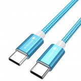 Ladekabel (1.5 m) USB-C auf USB-C - Nylon PhoneLook - Hellblau