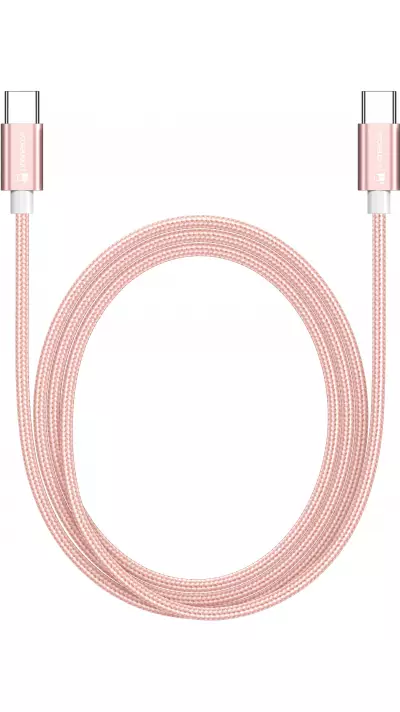 Câble chargeur (1.5 m) USB-C vers USB-C - Nylon PhoneLook - Rose clair