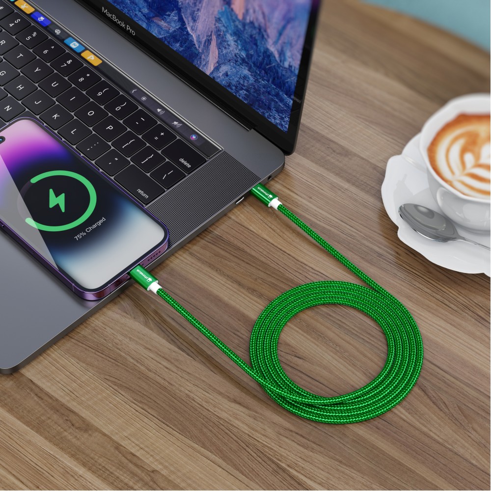 Ladekabel (1.5 m) USB-C auf USB-C - Nylon PhoneLook - Dunkelgrün