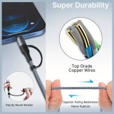 Ladekabel 2 in 1 (USB-C auf USB-C + Lightning) für iPhone 15 und vorherige Modelle - Schwarz