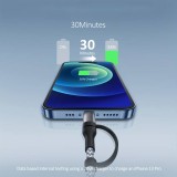 Ladekabel 2 in 1 (USB-C auf USB-C + Lightning) für iPhone 15 und vorherige Modelle - Schwarz