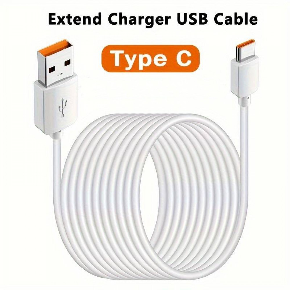 Câble de recharge ultra long USB-A vers USB-C 10 mètres - Blanc