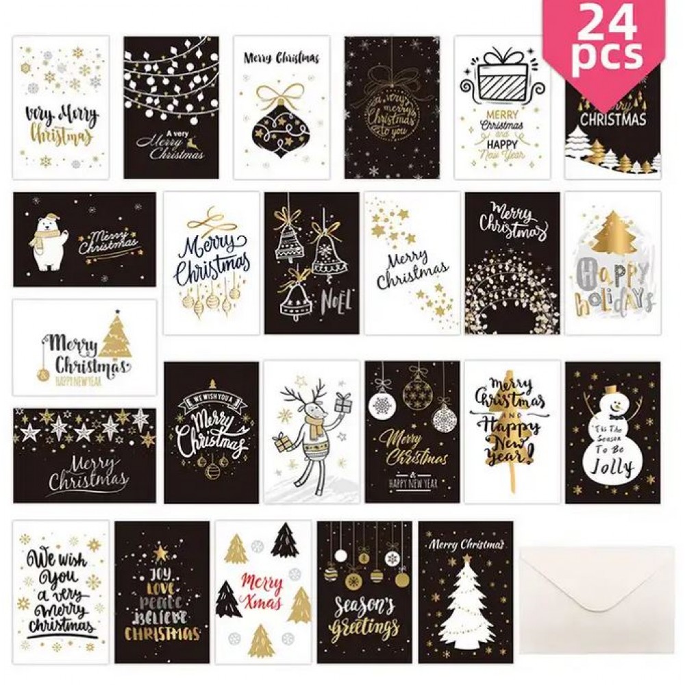 Weihnachts-Grusskarte inkl. Briefumschlag - Zufälliges Design (24 verschiedene Designs)