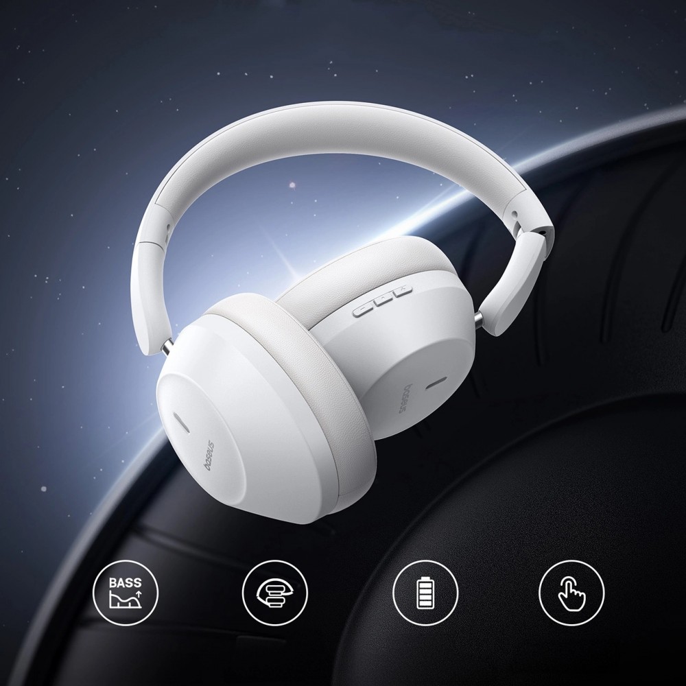 Casque Bluetooth 5.3 Sans Fil Baseus Bass 30 Max On-Ear - Son Basse Profonde - Blanc