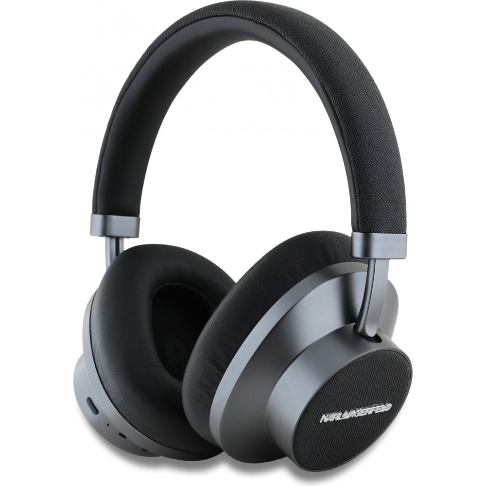 Casque sans fil Bluetooth Karl Lagerfeld Saffiano ANC/ENC audio haute qualit&eacute; avec bo&icirc;te - Noir