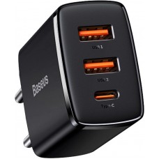 Chargeur Rapide Compact Baseus 30W 2x USB USB Type C Power Delivery Quick Charge 3A - Noir
